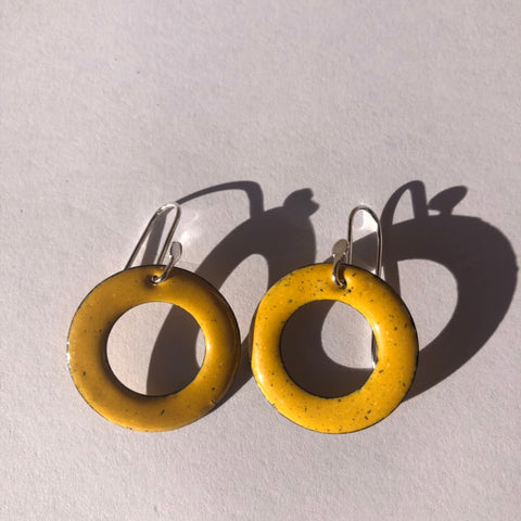 Yellow Bright Hoop Earrings Small
