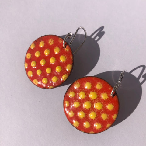 Retro Orange Polka Dot Earrings