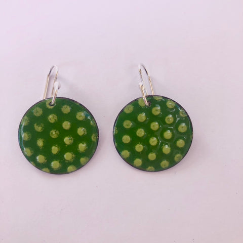 Retro Green Polka Dot Earrings