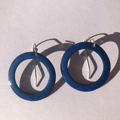 Denim Blue Bright Hoop Earrings Large