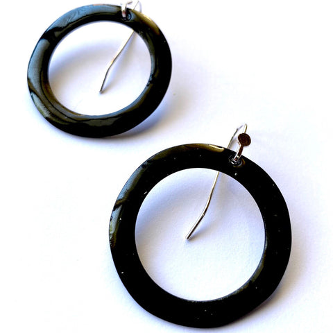 Black Bright Hoop Earrings Large