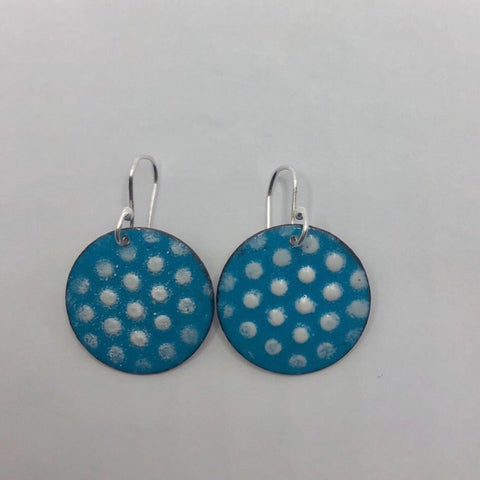 Retro blue Polka Dot Earrings