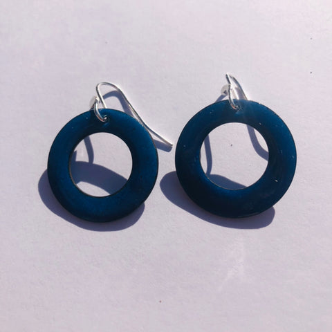 Denim Blue Bright Hoop Earrings Small